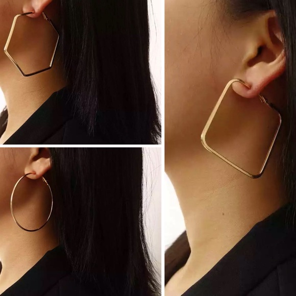 Gold Simple Diverse Hoops Set - Picture 2 of 9